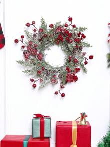1PC 43CM Simulation Cypress Leaf Fortune Fruit Small Circle Home Hotel Shopping Mall Hanging Decoration Wreath Party Decoration, Valentine Day, Gift Home Decor Christmas Decorations Room Decor Christmas - Red - View 6