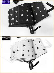 1把自動黑白圓點折疊傘,創意防紫外線防雨傘適用於男女,時尚經典單按開關 - 波點雨傘 - 查看 1