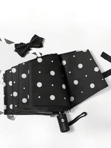 1把自動黑白圓點折疊傘,創意防紫外線防雨傘適用於男女,時尚經典單按開關 - 波點雨傘 - 查看 10