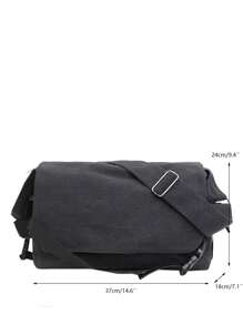 高中生大学新生多功能单肩包休闲包男士简约翻盖帆布流浪包，书包适合旅行、大学、学校、户外、运动万圣节男士礼物圣诞节男士包书包学生包书包尖叫斜挎包 - 黑色 - 查看 5