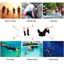 JoyMaySun 1 双 3 毫米氯丁橡胶冬泳袜，防滑、耐磨、保护脚踝，适合深潜、浮潜和沙滩运动，沙滩必需品，沙滩配件，泳池浮圈 - 黑色 - 查看 8