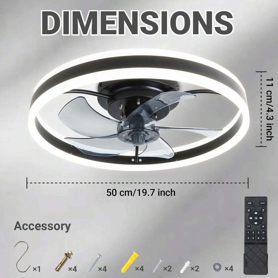 Flush Mount Ceiling Fan with Lights Remote Control, Low Profile Ceiling