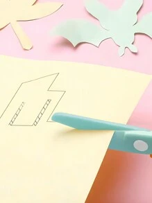 1pc Colorful Scissors, Paper Cutting Knife, ABS Material, Cutting, DIY Handicraft Scissors, Suitable For Students, Home, School, Back To School, School Supplies - Blue - View 2