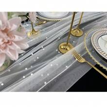 Faux Pearl Decor Table Banner, Wedding Faux Pearl Sheer Table Banner, Extra Long Table Banner Wedding Arch Decoration Reception Bride Gift - Champagne - View 6