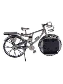 Relógio Decorativo Bicicleta Bike Vintage Metal Analógico Mesa Despertador 22x13cm AA - Cinza Claro - Visão 6