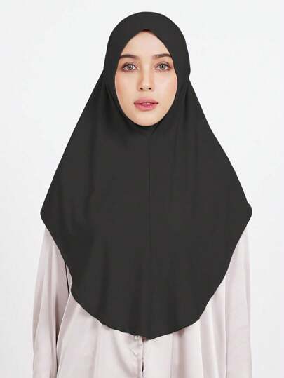 1個阿拉伯女性純色柔軟內襯頭巾，適合日常穿著，保守的飾頭巾、長袍、髮帽、頭巾