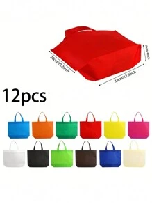 12pcs Reusable Gift Bags - Bulk 12 Colors For Shopping Birthdays Favors DIY Projects & More - Non-Woven Tote Bags (12.9*10.2*4inch 15*12.6*4inch)!12 Colors Small Tote Bags For Woman Man Party Favor Bag Shopping Grocery Bags Hunt Bags - Multicolor - View 3