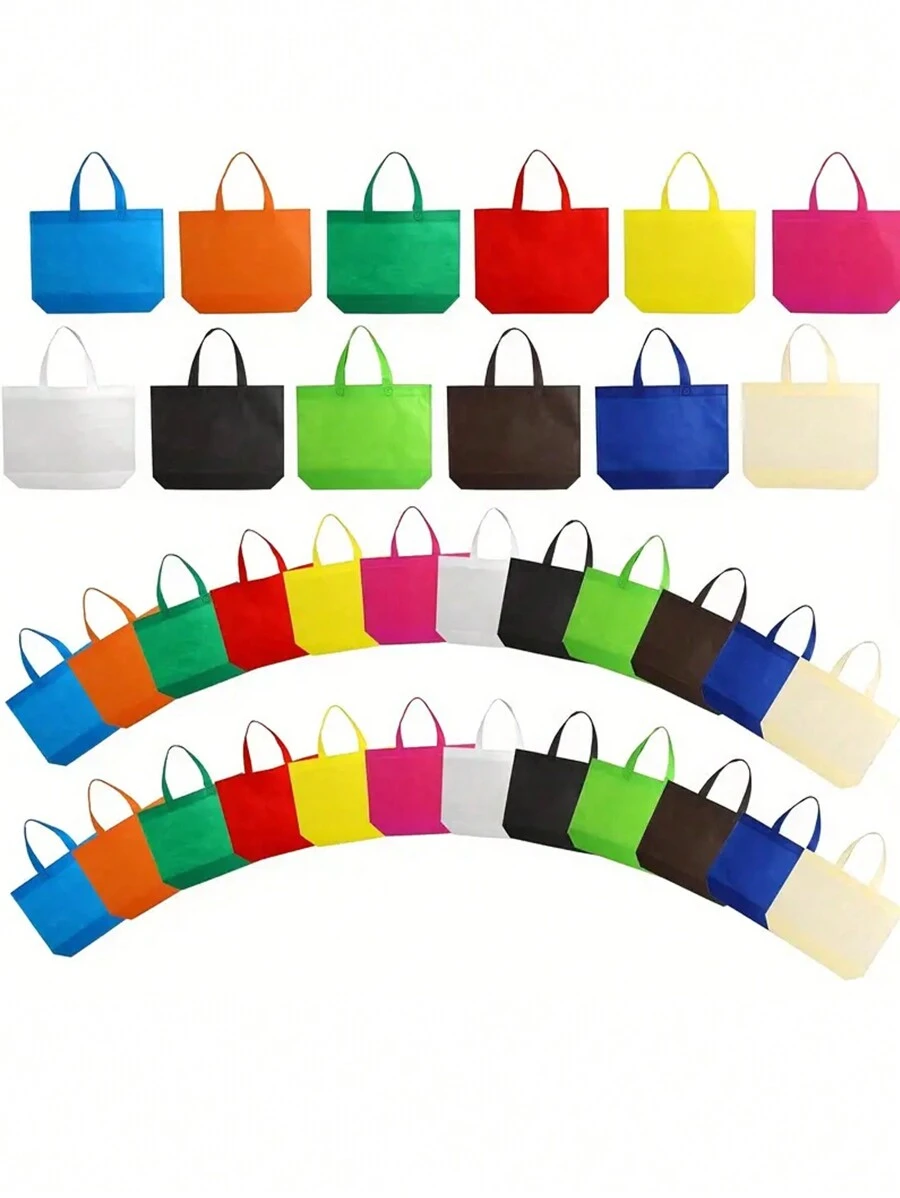 12pcs Reusable Gift Bags - Bulk 12 Colors For Shopping Birthdays Favors DIY Projects & More - Non-Woven Tote Bags (12.9*10.2*4inch 15*12.6*4inch)!12 Colors Small Tote Bags For Woman Man Party Favor Bag Shopping Grocery Bags Hunt Bags - Multicolor - View 1