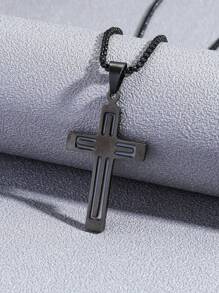 Fashionable and Popular Men Glow In The Dark Cross Pendant Necklace Stainless Steel Punk Hip Pop Style for Jewelry Gift and for a Stylish Look