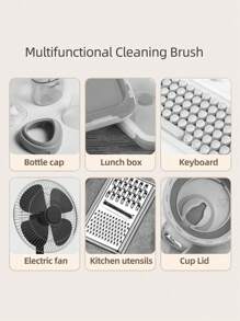 2pcs Gray Flexible Groove Cleaning Brushes, Portable Cup Lid Keyboard Gap Cleaning Brushes