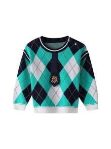 Annil Áo len cổ tròn cotton dài tay thời trang mùa đông cho bé trai màu xanh lá cây - màu xanh lá - Xem 1