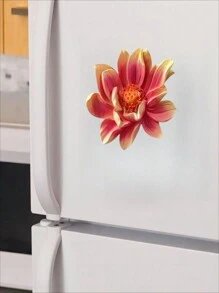 Pegatina para refrigerador de flores de resina, pegatina magnética para nevera con planta de simulación 3d (estilo aleatorio), 1 pieza - loto - Ver 1