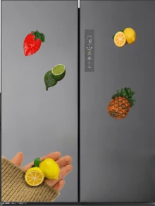 Pegatina para refrigerador de flores de resina, pegatina magnética para nevera con planta de simulación 3d (estilo aleatorio), 1 pieza - loto - Ver 6