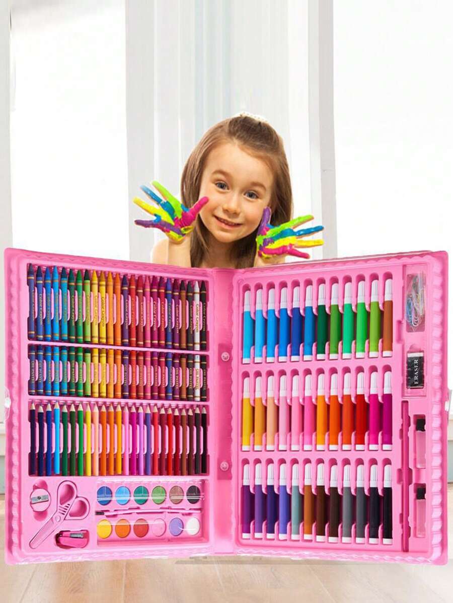 1 set 150 piezas de color al azar arte Cepillo Set - Multicolor - Ver 1