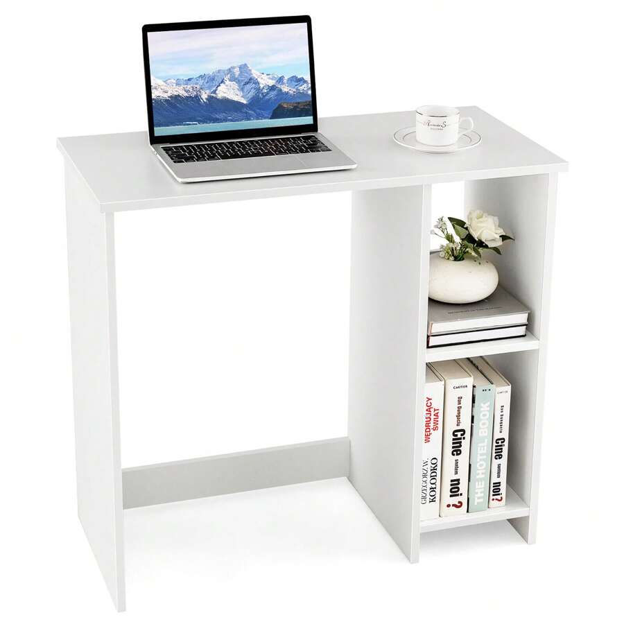 Gymax 31.5'' Small Computer Desk Home Office Study Writing Desk with 2 Compartments - trắng - Xem 1
