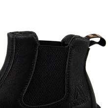 男式高帮钢头安全靴 - 防水、防滑、防刺穿工作靴,适用于工业建筑、仓库工作和户外劳动,一脚蹬设计,无鞋带,方便穿着,重型战斗风格,全地形抓地力,适用于恶劣环境的脚踝支撑 - 黑色 - 查看 8