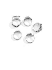 5入組復古酷炫且帥氣的圖騰幾何男戒指,5枚一組 - 復古銀色 - 查看 5