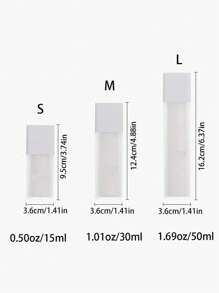 1個磨砂15ml/30ml/50ml方形旋轉式真空泵泡瓶,可倒裝、防漏和可壓縮的矽膠旅行瓶,適用於精華、洗髮水、乳液和化妝品,易於使用和清潔 - 適用於修甲和化妝,液體容器用於uv凝膠潔淨劑和修甲,非常適合旅行、旅行收納,旅行乳液泵瓶,可倒裝設計,供洗髮水、護髮素使用。空的化妝樣品瓶,可盛裝爽膚水、乳液、沐浴露、化妝品 - 白色 - 查看 6