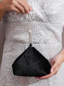 Vincy閃亮手袋閃光/亮片裝飾，璀璨迷人，優雅精美女士晚宴手提包，鑲有鑽石裝飾，派對女孩，女人，最適合派對、婚禮、舞會、晚宴/宴會，是獻給女性最佳禮物 - 黑色 - 查看 4