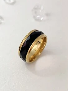 Bague À Facettes Simple En Blocs De Couleurs
