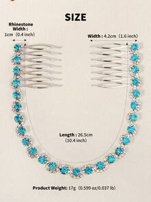 1 pieza Diadema con cadena de strass para mujer, accesorio para el cabello brillante para boda y novia - Multicolor - Ver 7