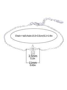 1條女士用簡潔優雅的925純銀幸運四葉草鑲嵌白色立方氧化鋯手鍊,防過敏,適合日常穿戴或作為贈禮 - 銀色 - 查看 3