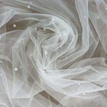 Faux Pearl Decor Table Banner, Wedding Faux Pearl Sheer Table Banner, Extra Long Table Banner Wedding Arch Decoration Reception Bride Gift - Champagne - View 5