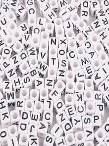 100入組6毫米混合字母方形亞克力珠子,適用於首飾製作、手鍊和項鍊diy