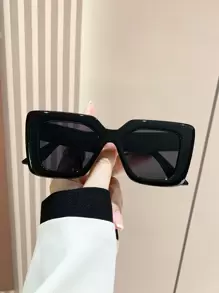 1pc Women's Square Plastic Decorated Fashion Sunglasses For Daily Wear Sunglasses Beach Sun Glasses Beach Accessories For Women Sun Glasses Sunglasses Shades Fashionable Shade Elegant Outfit Family Outings Travel Vacation Holiday For Summer Beach Vacation,Outdoor,Travel - Black - View 2