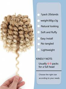 8 英寸 20 根魔杖捲曲鉤針頭髮牙買加彈性鉤針頭髮短捲髮辮子頭髮捲曲鉤針頭髮