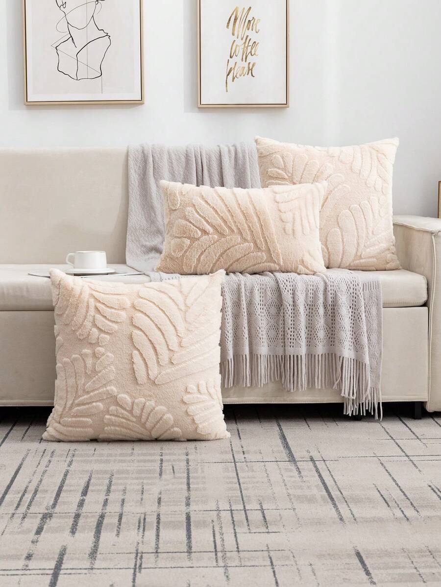 1 pieza Funda de almohada de peluche estampada, núcleo de almohada no incluido, funda de almohada cuadrada simple, adecuada para el salón y el dormitorio todo el año