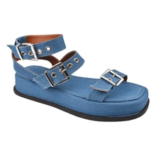 Women Flat Sandals - Màu xanh lam - Xem 3