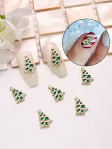 10pcs/Pack Christmas Tree Textured Metallic Nail Art Decorations In Gold - Gold - View 1