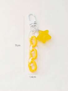 1pc Multicolor Five-pointed Star Keychain, Candy Colors, Transparent Chain, Backpack Pendant, Gift For Girls - Yellow - View 3