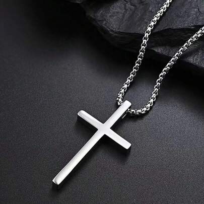 1pc Titanium Steel Cross Pendant Punk Style Clothing Accessory, Great Gift For Boyfriend Halloween Fathers Day Gift Back To School Halloween Accessories Streetwear Accessories Jeans Accessories