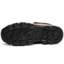 1雙男式防水徒步靴耐磨防滑雪地靴戶外工作露營徒步鋼頭鞋 - 杏色 - 查看 4