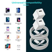 iPhone Charger Block,Cube Apple iPhone Charger[Apple MFi Certified]2Pack Fast Charging Data Sync Lightning Cable Cord USB Wall Charger Travel Adapter for iPhone 14/13/12/11/10/XS/XR/8 Plus/8/7/AirPods - 白色 - 查看 3