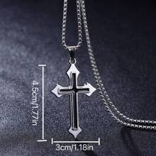 1 件钛钢不褪色十字朋克摇滚服装链 - 送给男朋友的万圣节父亲节礼物，适合返校 - 黑色 - 查看 3