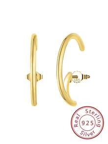 1對掛墜式耳環純銀護耳式耳釘女士耳環簡約時尚銀飾最佳生日派對禮物