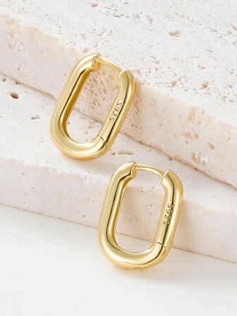 一对 925 纯银环形耳环，光滑素色小圆圈轻奢优雅耳环，男女皆宜，适合日常、休闲穿着、圣诞节、情人节礼物珠宝