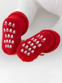 1 Pair Of Christmas Baby Cute Elk Dolls, Thickened Cold-proof And Warm Terry Socks, Anti-slip Dotted Socks, Suitable For Daily Wear In Autumn And Winter - Multicolor - View 2