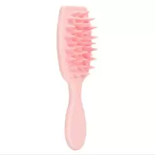 1支装SPA软毛硅胶头按摩梳，带头皮按摩功能，可洗发、梳理头发，适用于所有发质，美发造型工具，发饰 - 粉色 - 查看 4