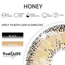 FRESH LADY Freshlady 学生眼妆风格瞳孔优雅蜂蜜色一次性隐形眼镜，可佩戴1年，适合万圣节装扮和角色扮演 - 棕色 - 查看 5