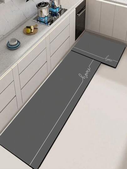 1 pezzo Tappetino da cucina a griglia scuro e semplice con lettera , cuscino antifatica - Tappeto da cucina assorbente e ad asciugatura rapida con effetto antiscivolo e in silicone, morbido tappetino di gomma adatto per cucina, bagno, ingresso, lavanderia e altri luoghi di decorazione della casa