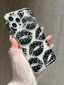Black Kiss Pattern Phone Case Compatible With Iphone - Clear - View 2