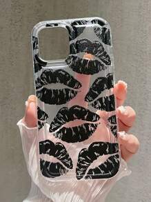 Black Kiss Pattern Phone Case Compatible With Iphone - Clear - View 3