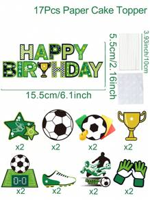 17pcs/Set Football Theme Design Cake Topper, Cupcake Decoration Supplies Cake Inserts For Children's Holiday Birthday Party,Christmas - Green - View 3