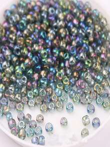 多款尺寸玻璃種子珠,具光澤、透明和仿尼桑色彩,可用於diy珠寶製作-1.5mm(1680顆)、2mm(720顆)、3mm(400顆)和4mm(144顆)和配有流蘇配件的套裝 - 灰色 - 查看 2