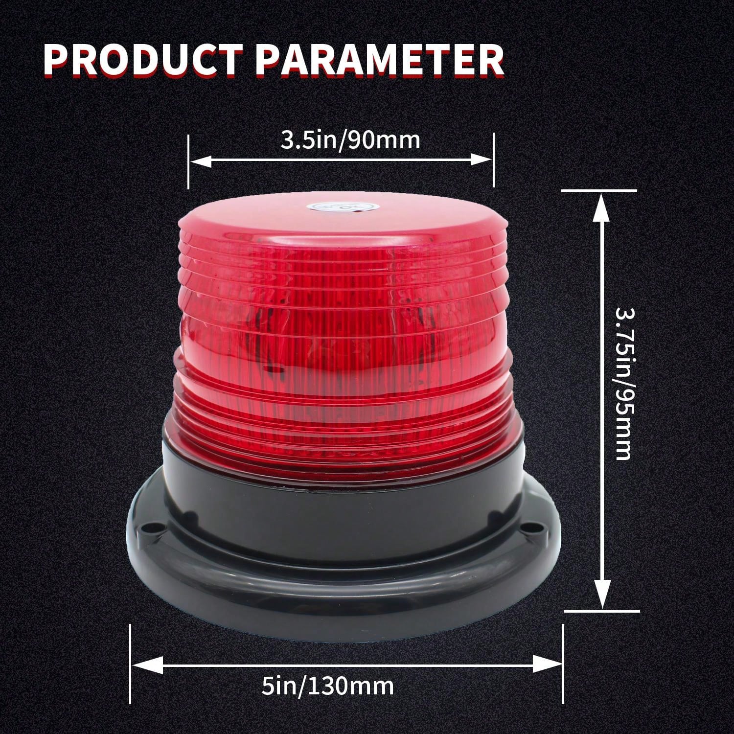 Red 40 LED Rooftop Beacon Light Base, Strobe Warning Safety