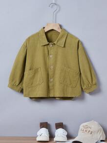 男童秋季雙口袋休閒襯衫